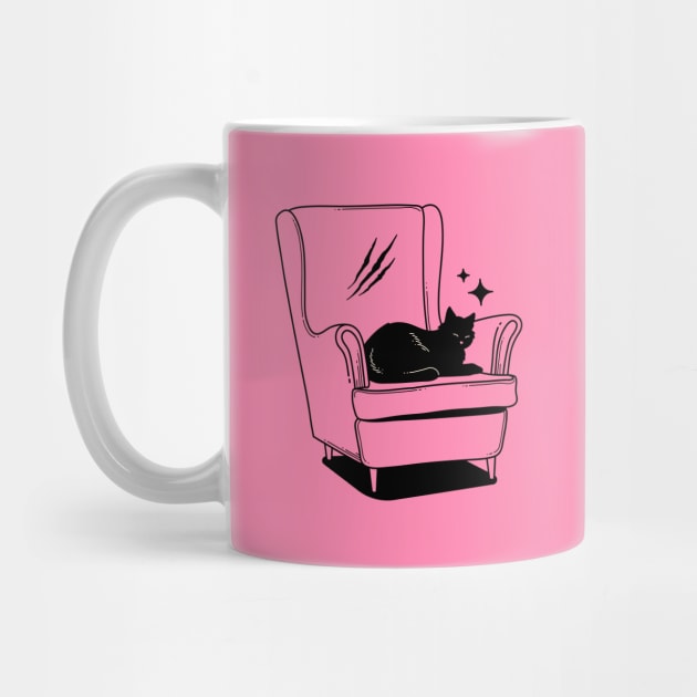 Naughty Black Cat in pink by The Charcoal Cat Co.